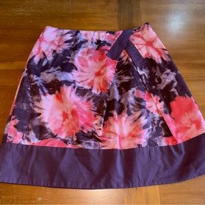 anthropologie elevenses Abstract Floral Skirt 4 Red Maroon Zip Close Floralfairy